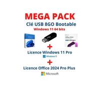 PACK WINDOWS 11 SUR CLE USB BOOTABLE + LICENCE WINDOWS 11 PRO + LICENCE OFFICE 2024 PRO PLUS