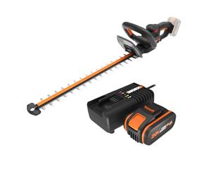 Pack WORX Nitro Taille-Haies sans Fil 20V WG263E.9 + Kit Batterie 4Ah, Chargeur Rapide, Lame Double Action de 56 cm, écartement de 27 mm, Moteur Brushless, Léger et Ergonomique, foureau de Protection