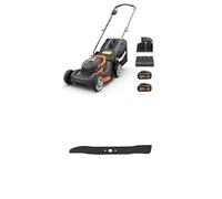Pack WORX Tondeuse à Gazon sans Fil 40V WG743E + 3 Lames de Rechange, Surface Max 500 m², Coupe de 40cm, Tonte jusqu'aux Bordures, 7 hauteurs de Coupe, livrée avec 2 Batteries 4Ah et Chargeur Double