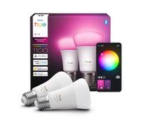 Philips Hue Ampoule LED connectée A60, White and color, Culot E27, 8,1 W, Spectre complet 1000-2000 K, 1100 lumens, Intensité variable, Compatible avec Alexa, Google Assistant et Apple Home, pack de 2