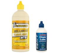 Pack X-Sauce 500 ml + Squirt 120 ml Améliorez votre expérience avec le lubrifiant de 120 ml et le liquide d'étanchéité tubeless 500 ml pour une performance inégalée
