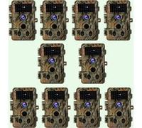 Pack x10 Caméras Piège Photo 64MP 1296P 940nm IR Camera Chasse Infrarouge Vision Nocturne, 0,1s Vitesse de Dclenchement Caméra de Jeu IP66 Étanche|A262 Vert