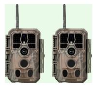 Pack x2 Caméras Piège Photographique Nocturne WiFi Bluetooth, 64MP HD 1296P,Détection de Mouvement 120°PIR,IP66 Étanche |A280W Marron