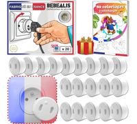 [Pack X20] Cache Prise Bébé Français [ Sans Clef Ni Adhésif ]-Invention 100% Fabriqué En France-Cache-Prise Bebe-Sécurité Domestique Protection Prise Courant Électrique-Puériculture