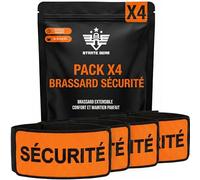 Pack x4 Brassard Sécurité - Brassard Agent de Surete Réfléchissant Fluo Orange avec Scratch - Fluorescent Haute Visibilité pour Staff, Sécurité Privée, Événement