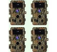 Pack x4 Caméras Piège Photo 64MP 1296P 940nm IR Camera Chasse Infrarouge Vision Nocturne, 0,1s Vitesse de Dclenchement Caméra de Jeu IP66 Étanche|A262 Vert