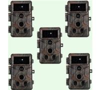 Pack x5 Caméras Piège Photo 64MP HD 1296P avec Son et Vision Nocturne,Détecteur de Mouvement No Glow 940nm Infrarouge IP66 Étanche|A323 Vert foncé