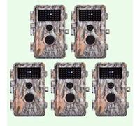 Pack x5 Caméras Piege Photographique Nocturne Vision 64MP HD1296P,Détection de Mouvement PIR de 70° Étanche IP66 et Fonction Time Lapse |A252 Gris