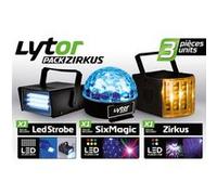 pack zirkus lytor - 3 jeux de lumière stroboscope + dôme astro 6 leds + derby 4 leds rgbw G