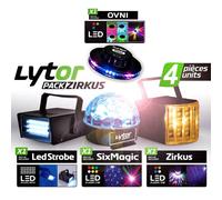 PACK ZIRKUS LytOr 4 Jeux de lumière stroboscope + dôme ASTRO 6 LEDs + Derby 4 LEDs RGBW + effet OVNI