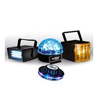 PACK ZIRKUS LytOr 4 Jeux de lumière stroboscope + dôme ASTRO 6 LEDs + Derby 4 LEDs RGBW + effet OVNI