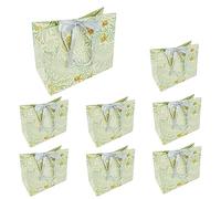 PACK4YA Sacs Cadeaux en Papier avec Ruban Nœud, Sacs Cadeaux en Kraft avec Poignées pour Anniversaire, Mariage, Noël, Fête, Shopping, Baby Shower, Vente au Détail, 25x12x20 cm (Fleurs, 8 Pièces)