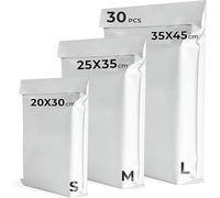 Packadi Enveloppe Plastique Expedition, 30Pcs-3 Tailles Différentes - Pochettes d'Envoi Colis Vinted, Auto-Adhésives, Résistantes, Opaques,Emballage, Vêtements,Chaussures,Livres