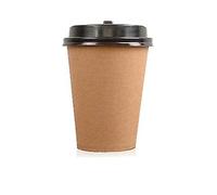 Packadi Gobelet À Café En Carton 70,3mm 180ml Brun, Pour Distributeur - 100 Pièces + Couvercles Noirs/Gobelets jetables pour boissons froids ou chauds