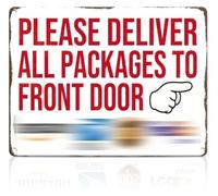 Package Delivery Metal Sign Please Leave All Packages at Front Door 12x8 Inch