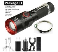 Package H 2600mAh battery XM-L-Lampe de poche LED T6, aste par USB, batterie 18650, torche, 3000 strada, aluminium, étanche, 3 modes, lanterne pour cyclisme, camping, Litwod ""Nipseyteko