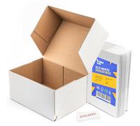 Packaging Hero Lot de 10 boîtes postales en carton ondulé blanc avec autocollants ronds transparents 20 x 15 x 10 cm