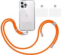 PackCordon Universel Pour Mobile [Orange] + 2 Patchs De Fixation Supplémentaires Et Sangle De Suspension Amovible Réglable Et Résistante Compatible Avec Toutes Les Marques De Tél[CAR785542]