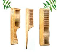PackDost Ensemble complet de peignes en bois de margousier pour femme avec peigne à queue - 3 combos en un