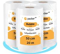 packer PRO Rouleau Papier Bulle, Film Bulles Rouleau pour Emballage, Papier Bulle Déménagement, Idéal pour Objets Fragiles, les Déménagements, l'Emballage et l'Expédition, 50cm (Largeur) x 20m - Lot 3