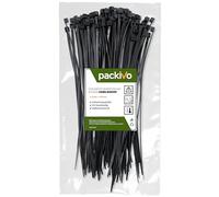 packivo Lot de 100 serre-câbles 2,5 x 150 mm, noirs, stables et indéchirables pour la gestion des câbles, résistants aux UV, résistance à la traction de 8 kg, qualité industrielle, en nylon résistant