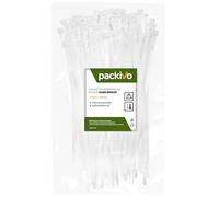 PACKIVO Lot de 100 serre-câbles professionnels - 4,8 x 200 mm - Blanc - Qualité industrielle - Résistance à la traction jusqu'à 22 kg - Super durable - Gestion des câbles - Industrie, ateliers,