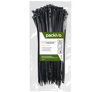PACKIVO Lot de 100 serre-câbles professionnels - 4,8 x 200 mm - Noir - Qualité industrielle - Résistant aux UV - Résistance à la traction jusqu'à 22 kg - Super durable - Gestion des câbles -