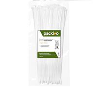 PACKIVO Lot de 100 serre-câbles professionnels - 4,8 x 300 mm - Blanc - Qualité industrielle - Résistance à la traction jusqu'à 22 kg - Super durable - Gestion des câbles - Industrie, ateliers,
