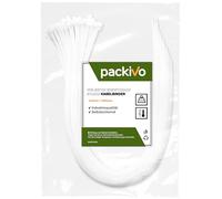 PACKIVO Lot de 100 serre-câbles professionnels - 4,8 x 400 mm - Blanc - Qualité industrielle - Résistance à la traction jusqu'à 22 kg - Super durable - Gestion des câbles - Industrie, ateliers,