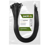 PACKIVO Lot de 100 serre-câbles professionnels - 4,8 x 400 mm - Noir - Qualité industrielle - Résistant aux UV - Résistance à la traction jusqu'à 22 kg - Super durable - Gestion des câbles -