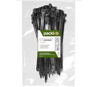 PACKIVO Lot de 100 serre-câbles professionnels - 7,6 x 200 mm - Noir - Qualité industrielle - Résistant aux UV - Résistance à la traction jusqu'à 40 kg - Super durable - Gestion des câbles -