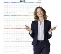 PACKLIST® Calendrier mural 2026 - Planificateur annuel vertical extra large 84,1 x 59,4 cm - Début du dimanche - Vue trimestrielle en 4 blocs - Papier épais de qualité supérieure 160 g/m² - Sans