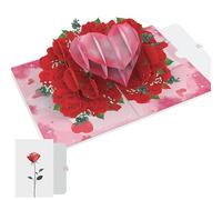 PACKLIST® Carte Pop-Up 3D Cœur et Fleurs - Cadeau Romantique pour Couples & Êtres Chers, parfaite pour offrir de l'Amour lors d'Occasions Spéciales, Anniversaire, ou pour dire "Je t'aime" !