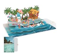PACKLIST® Carte Pop-Up 3D Vacances à la Plage, Cadeau Original pour Voyageurs & Amoureux de la Mer, idéale comme Bon pour une Escapade, un Voyage Tropical ou un Anniversaire !