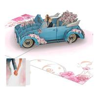 PACKLIST® Carte Pop-Up 3D Voiture de Mariage - La Félicitation Nuptiale pour la Lune de Miel. Personnalisez-la avec Votre Message pour Créer une Carte Inoubliable !