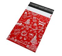 PACKnSELL Lot de 25 sacs postaux en polyéthylène auto-adhésifs Rouge 35,6 cm