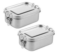 Packool Lot de 2 boîtes à bento réutilisables, passent au lave-vaisselle, avec clips verrouillables pour éviter les fuites, conteneurs à déjeuner portables en métal, boîtes de rangement alimentaires