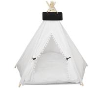 Packool Tente de lit pour chat, tipi en toile, maison de jeu avec coussin et tableau suspendu pour animaux de compagnie, 50 x 50 x 60 cm