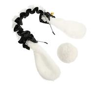 PACKOVE 1 ensemble Accessoire de Costume Ensemble Oreilles de Lapin et Queue Bandeau Dentelle et Satin pour Cosplay et Fête