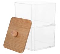 PACKOVE 1 Ensemble Rangement Transparent Double pour Cotons-tiges et Cosmétiques Organiseur de Salle de Bain Empilable pour Bureau ou Coiffeuse Couvercle Facile à Ouvrir Matériau Compact