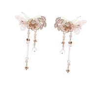 PACKOVE 1 Paire Barrette à Frange Pompons Verts Accessoire de Féminin pour Hanfu pour Filles et Adultes pour Mariages et Photographies