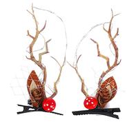 PACKOVE 1 Paire Pince à cheveux en bois de cerf lumineux Ramure Coiffure adulte Noël pinces à cheveux en bois de cerf clips de renne barrettes rennes cornes de renne abs