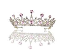 PACKOVE 1 Pièce couronne de mariée couronne accessoires de cheveux en strass Tiare couronne élégante Décorations de bandeau des femmes couronne de graduation rose