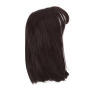PACKOVE 1 Pièce Perruque Courte avec Frange Neat Perruque Naturelle Fibres de Haute Température Couleur Noir Châtain pour Look Élégant