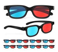 PACKOVE 10 Pcs Lunettes 3D, Lentilles Rouge-Bleu, Cadre en ABS Léger, Compatible avec Moniteurs dOrdinateur, Téléviseurs, Projecteurs, Écrans de Théâtre