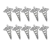 PACKOVE 10 Pendentifs Charme Caducée Rétro en Alliage Argenté, 10 Pièces pour Création de Bijoux Diy, Ornement Fin et Élégant pour Bracelet ou Collier