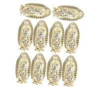 PACKOVE 10 Pièces Collier Notre Dame De Guadalupe Collier Bénie Visage Strass Charmes D'ongles Roses Breloques En Strass Bling Autocollants Strass Charme D'ongle D'or Golden Métal