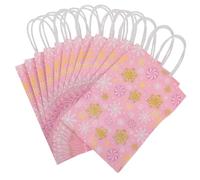 PACKOVE 12pièces Sacs De Noël Papier Avec Poignée Motif Flocons De Lot De Fourre-tout Pour De Fête Et Hiver