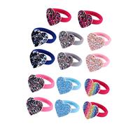 PACKOVE 14pièces Lot De Élastiques Cheveux Fille Forme Cœur Et Paillettes Pour Queues Chignons Confortable