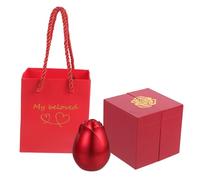 PACKOVE 1ensemble Boîte à Bijoux Métal Avec Rose Écrin Pour Bague Et Collier Romantique Rouge